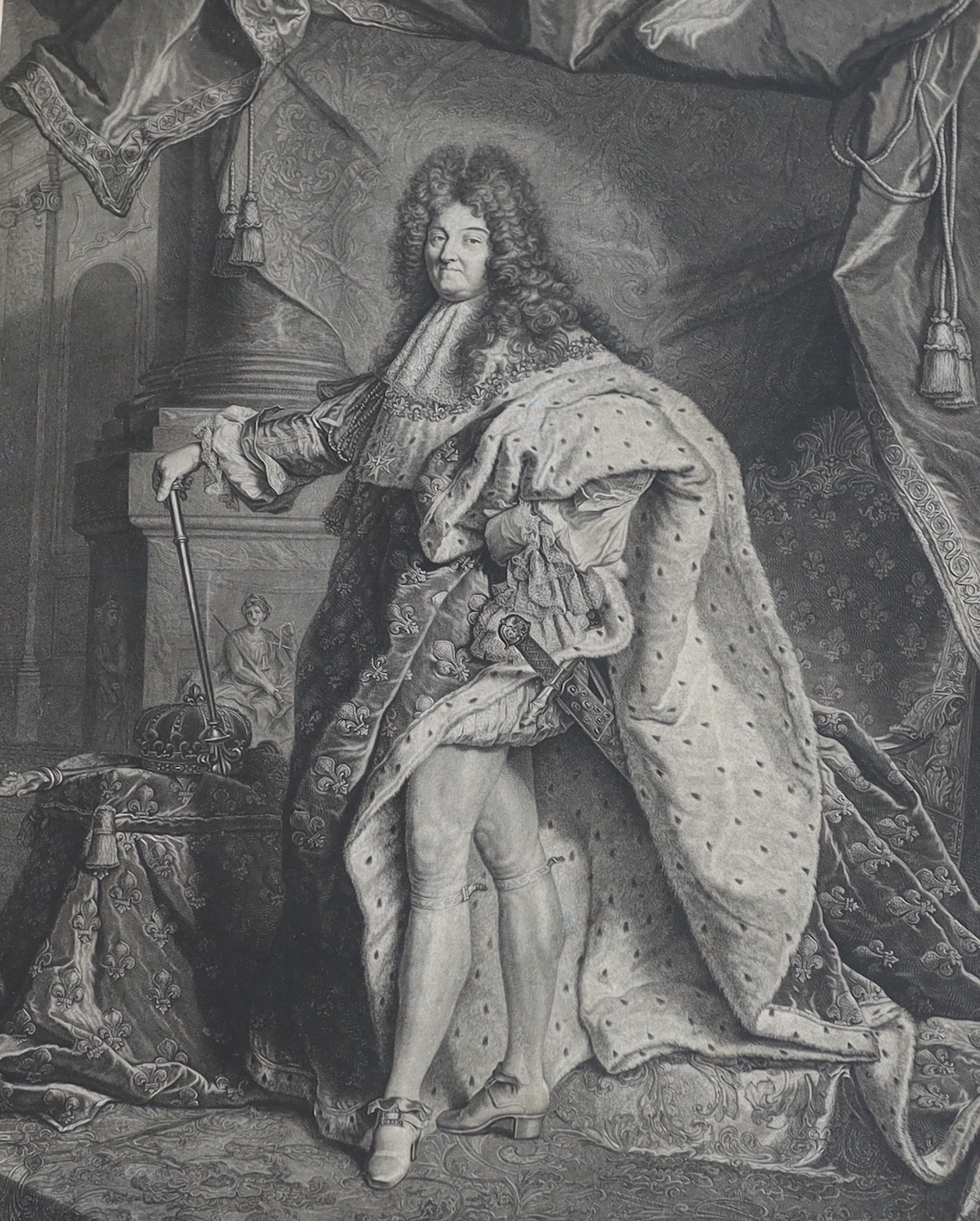 Pierre Drevet after Hyacinthe Rigaud (1659-1743), engraving, 'Louis XIV, King of France (1638-1715)', visible sheet, 60 x 48.5cm